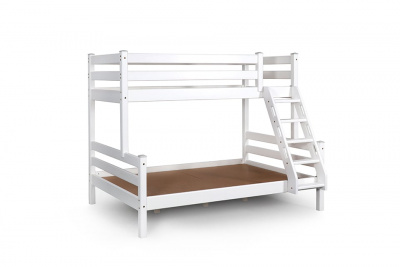 Кровать Адель с наклонной лестницей Белый полупрозрачный