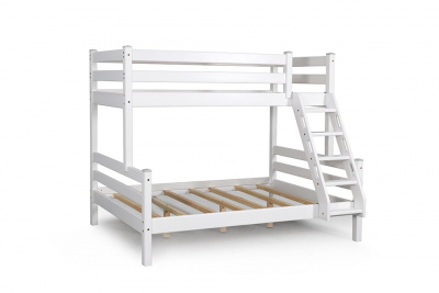 Кровать Адель с наклонной лестницей Белый полупрозрачный